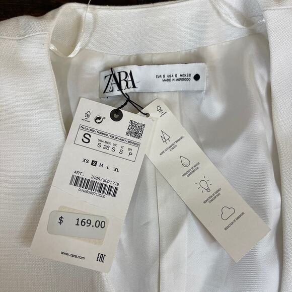Zara Limited Edition White Blazer Mini Dress Women's Small Lined Twist Bow Rare - Picture 15 of 15